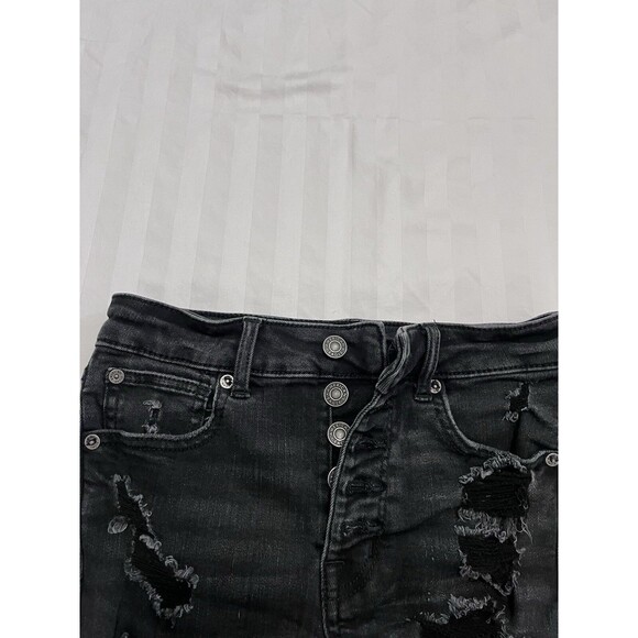 AMERICAN EAGLE Distressed Next Level Stretch Cuffed Hi Rise Shortie Shorts Sz 2 - Picture 7 of 9